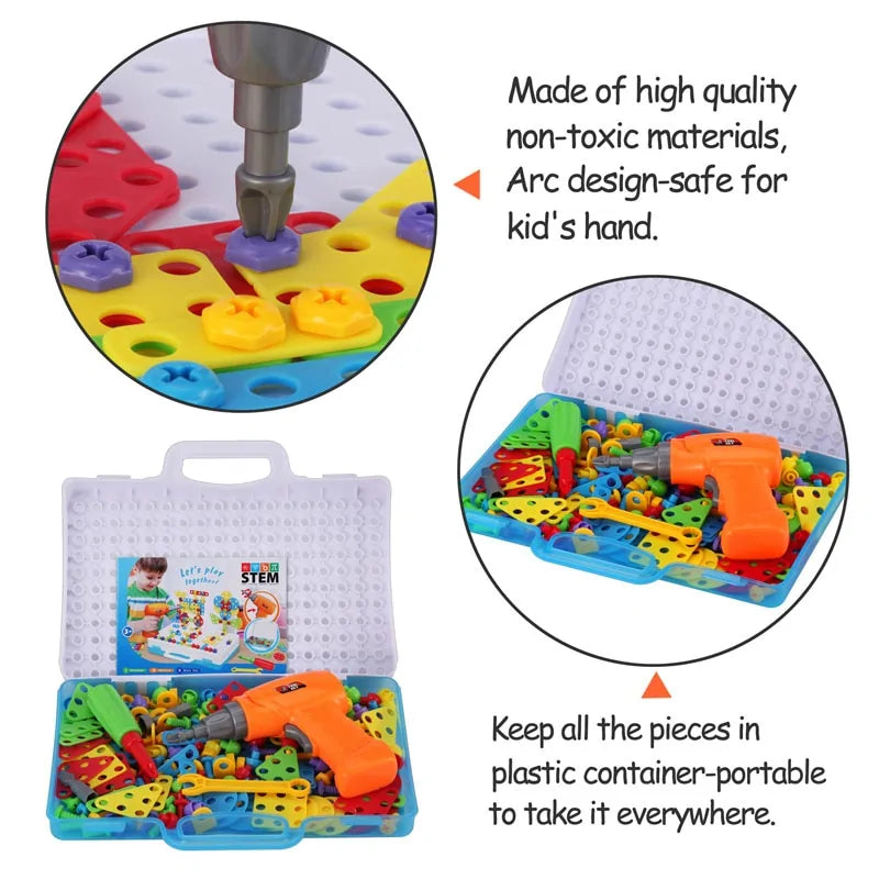 3D Mosaic Puzzle Building Bricks with Drilling Screw Toys for Children - Daileylife