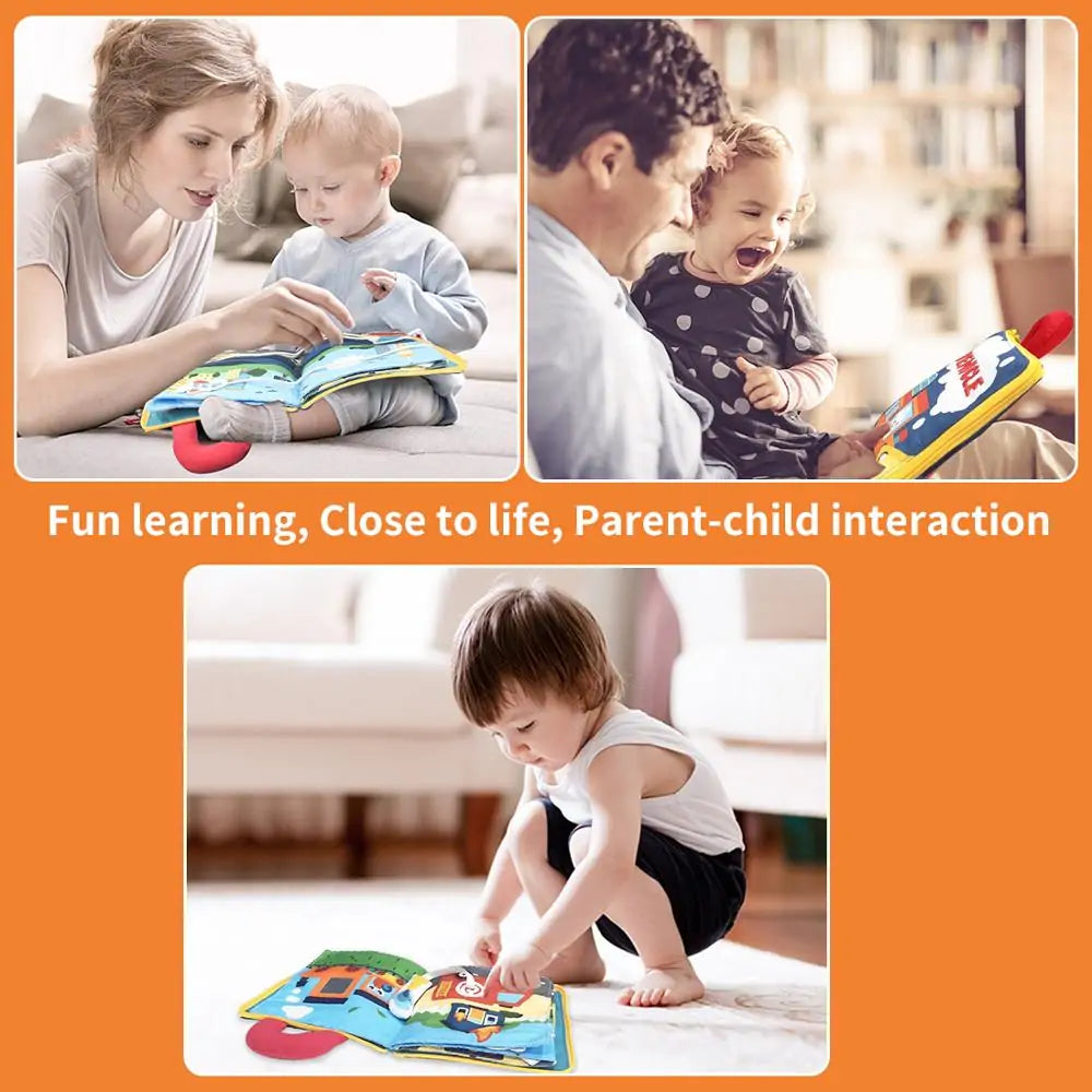 Beiens 3D Soft Cloth Baby Books: Animal and Vehicle Themes, Montessori Educational Toys for Toddler Development - Daileylife