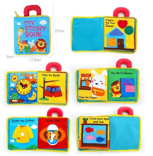 Beiens 3D Soft Cloth Baby Books: Animal and Vehicle Themes, Montessori Educational Toys for Toddler Development - Daileylife