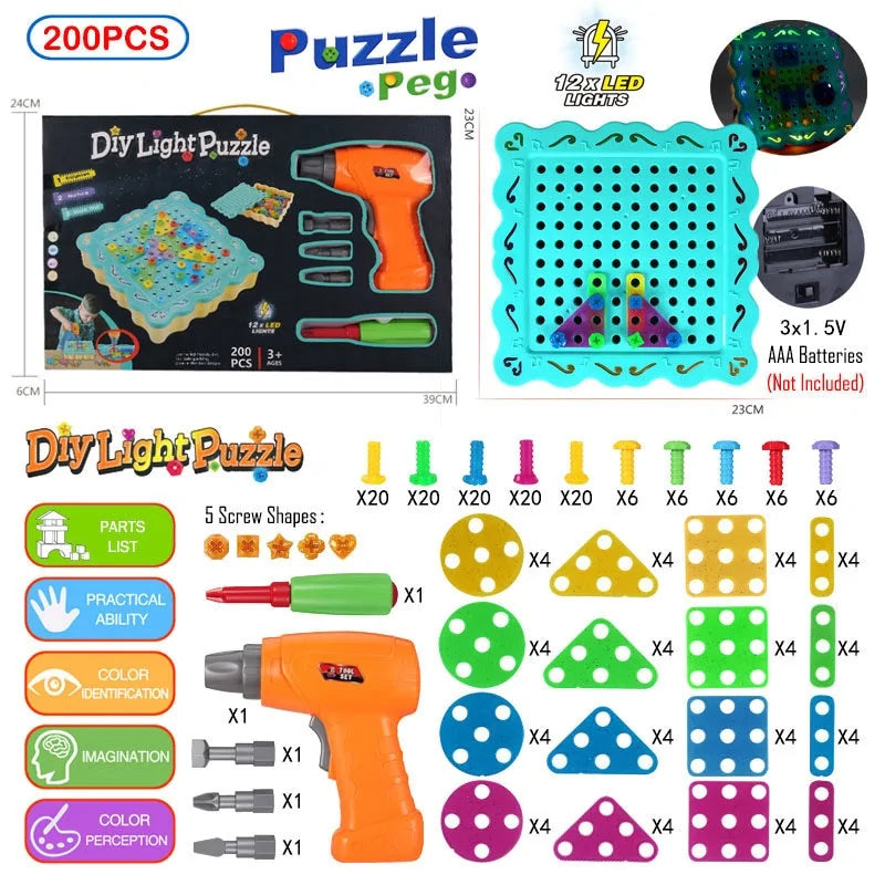 3D Mosaic Puzzle Building Bricks with Drilling Screw Toys for Children - Daileylife