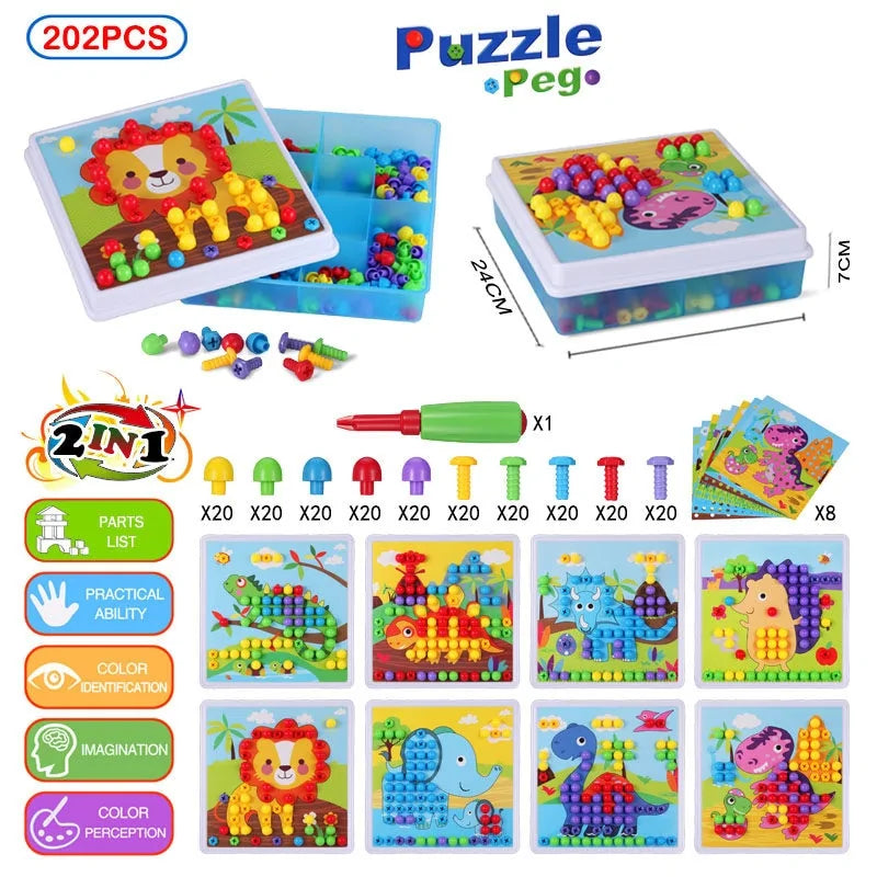 3D Mosaic Puzzle Building Bricks with Drilling Screw Toys for Children - Daileylife