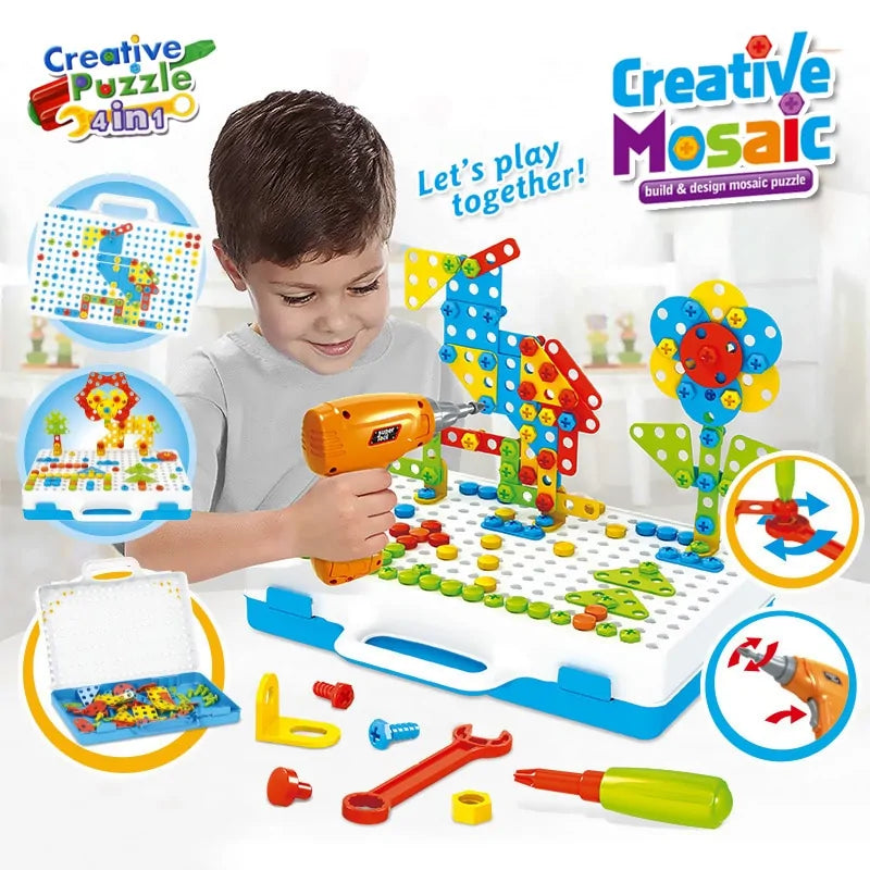 3D Mosaic Puzzle Building Bricks with Drilling Screw Toys for Children - Daileylife